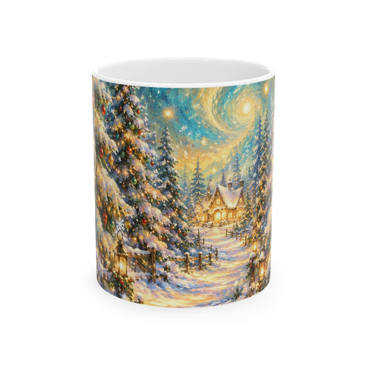 Winter Cabin Christmas Ceramic Mug