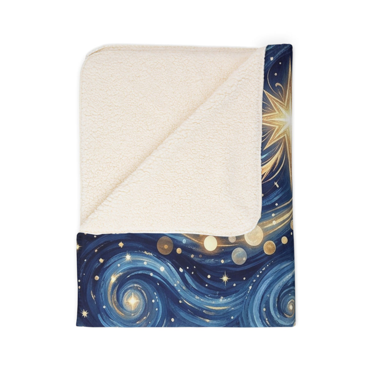 Nativity Starry Night Fleece Sherpa Blanket