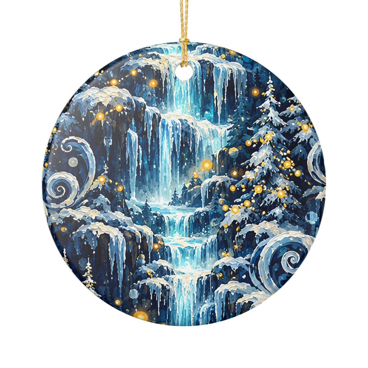 Ceramic Ornament – Enchanted Winter Waterfall Christmas Tree Decoration