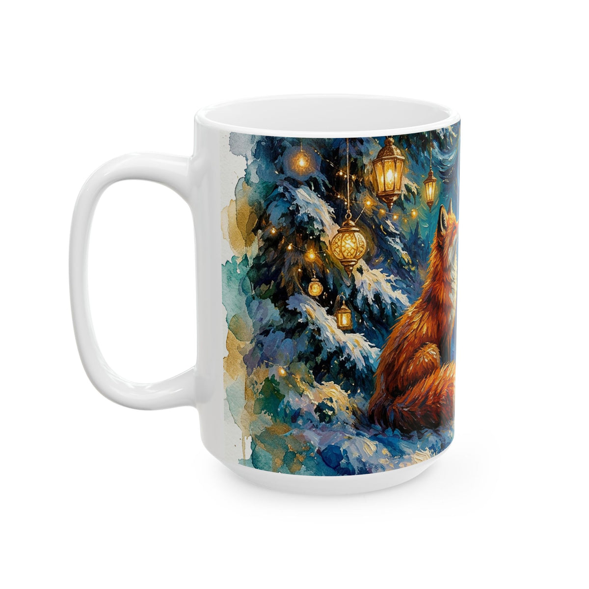 Fox in the Forest Starry Night Ceramic Mug