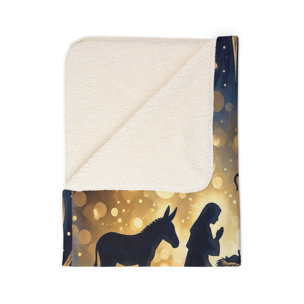 Nativity Scene Fleece Sherpa Blanket