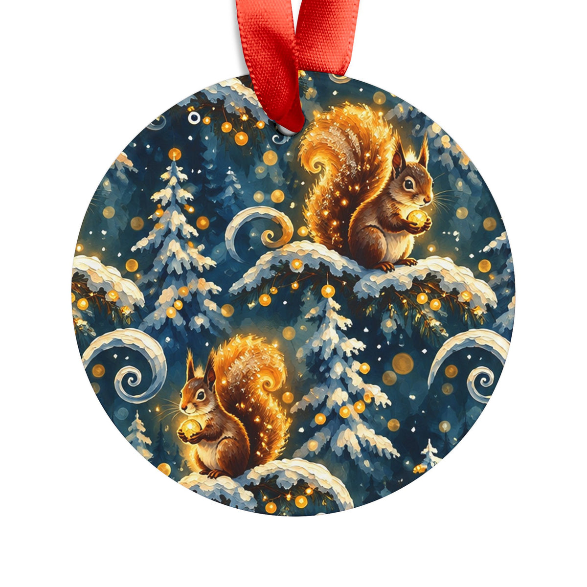Whimsical Squirrels in Snow Christmas Acrylic Ornament