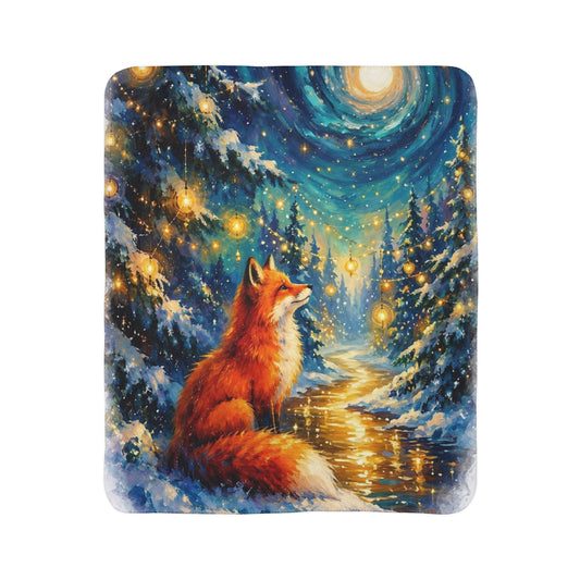 Enchanted Winter Fox Fleece Sherpa Blanket