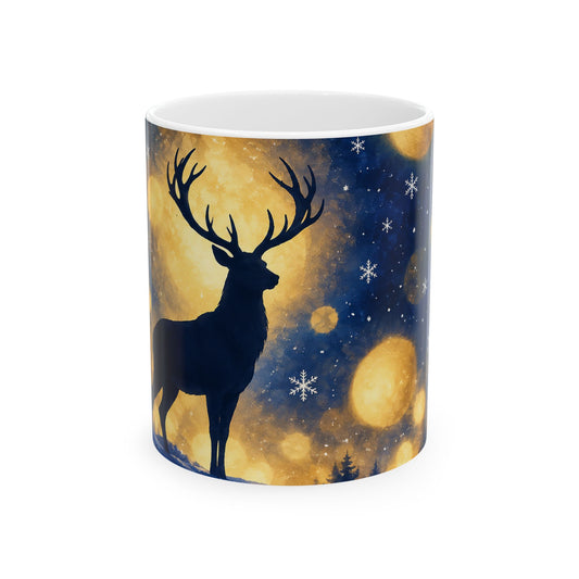 Mystical Deer Under the Moonlight Ceramic Mug