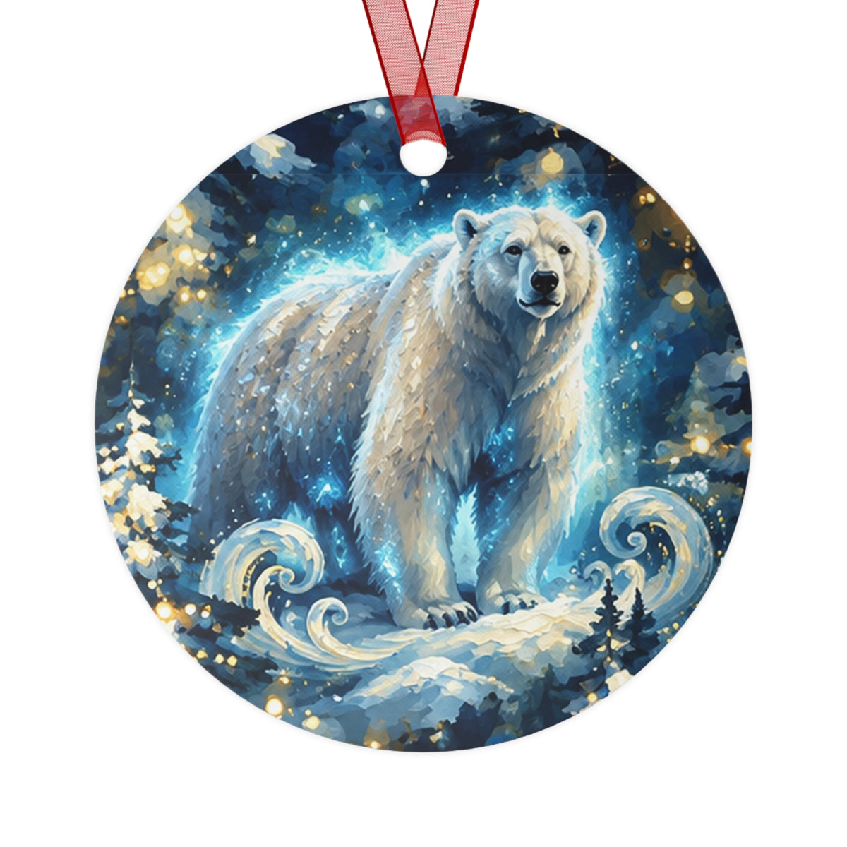 Polar Bear Winter Wonderland Metal Ornament