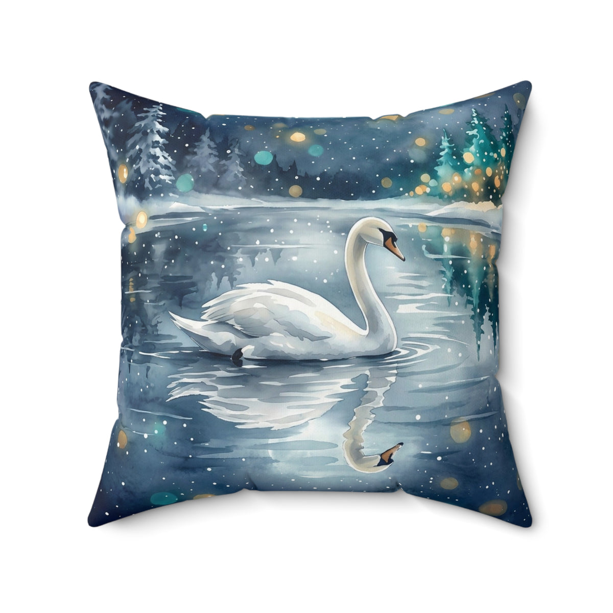 Mystical Swan Lake Square Pillow