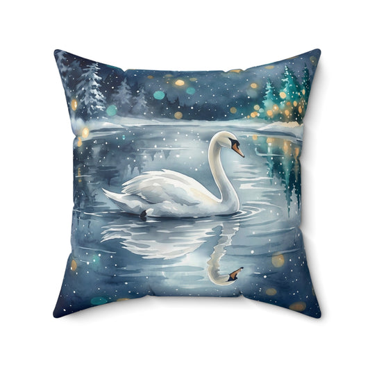 Mystical Swan Lake Square Pillow