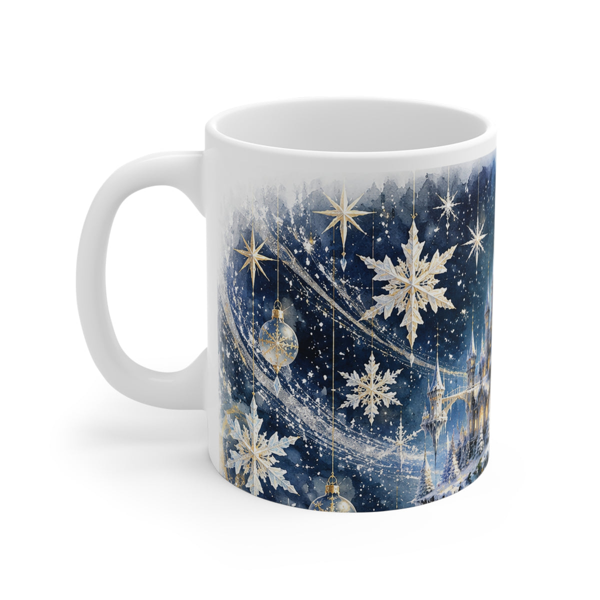 Winter Castle 11oz Mug — Snowflake Night Holiday Coffee Cup