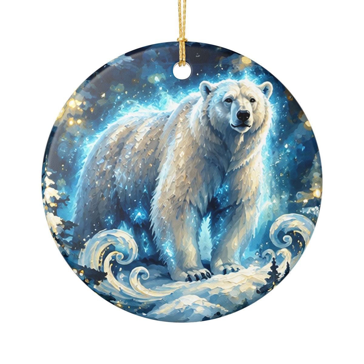 Polar Bear Winter Wonderland Ceramic Ornament