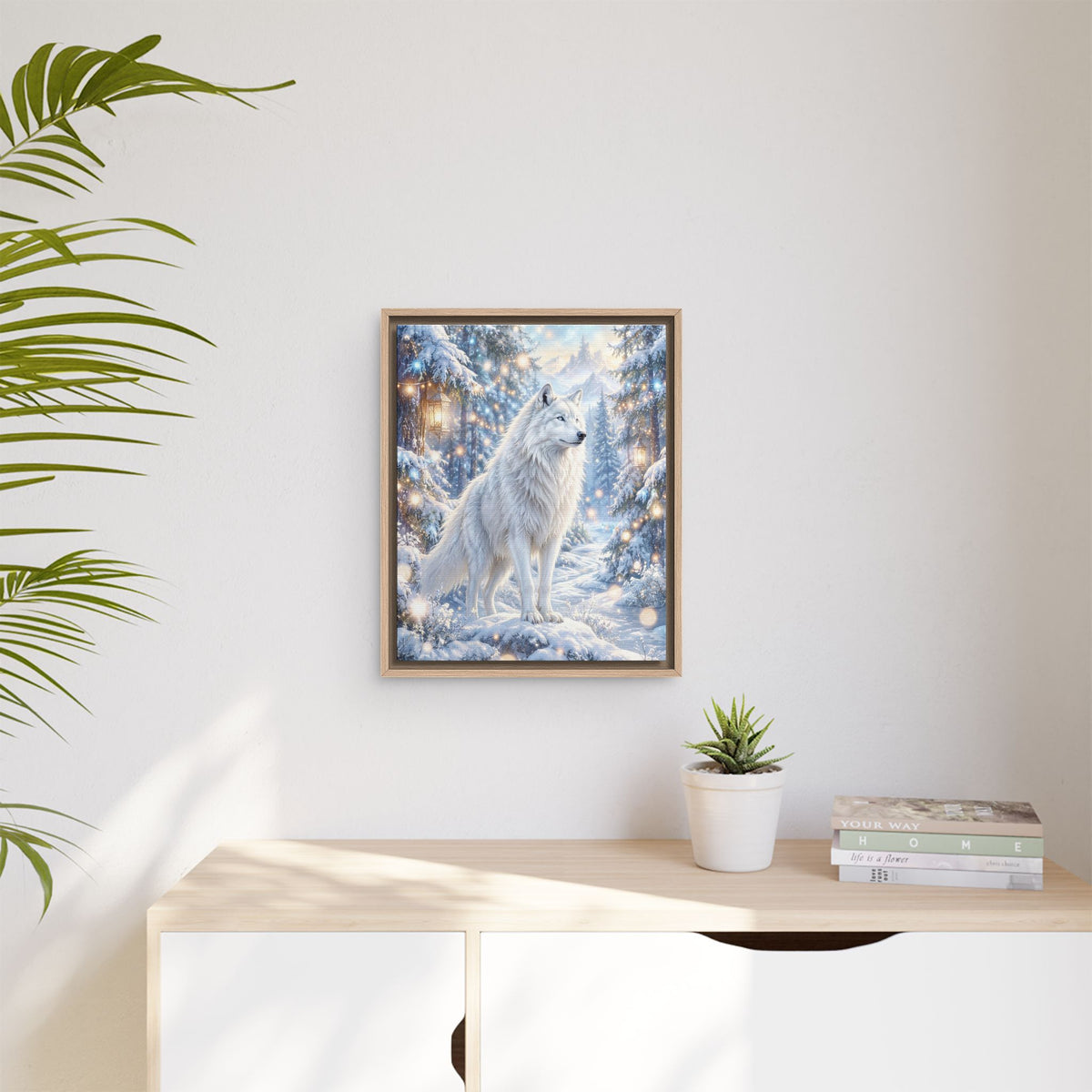 Framed Canvas Nativity Scene with Animals and Starry Night Sky