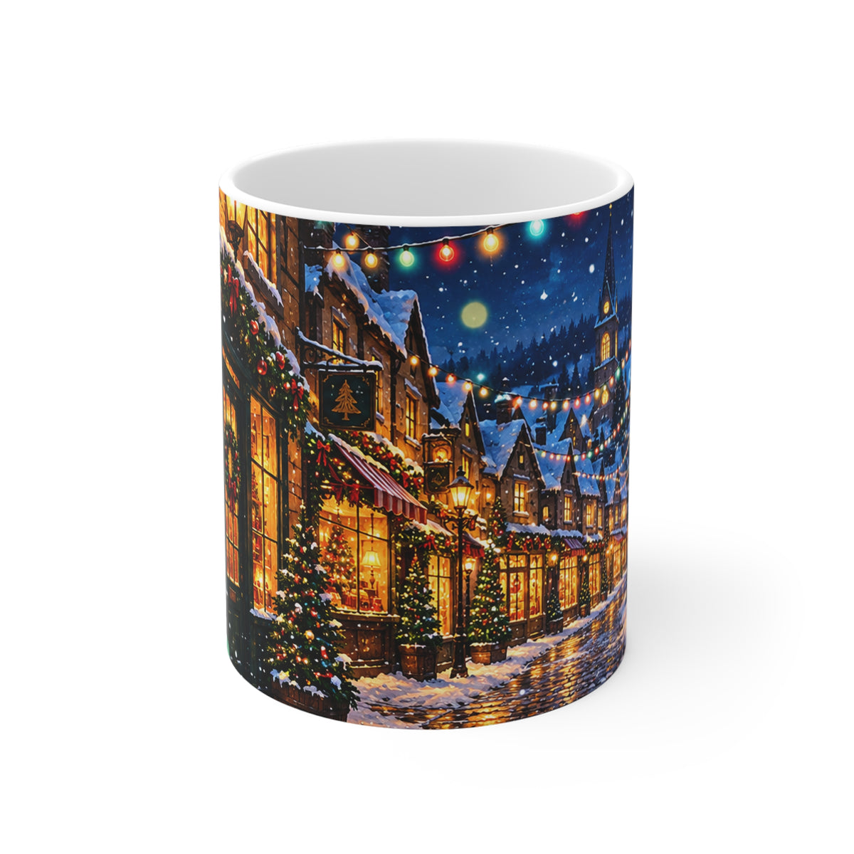 Christmas Village 11oz Mug — Cozy Holiday Street Scene Coffee Cup
