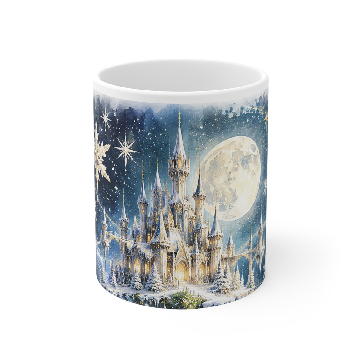 Winter Castle 11oz Mug — Snowflake Night Holiday Coffee Cup