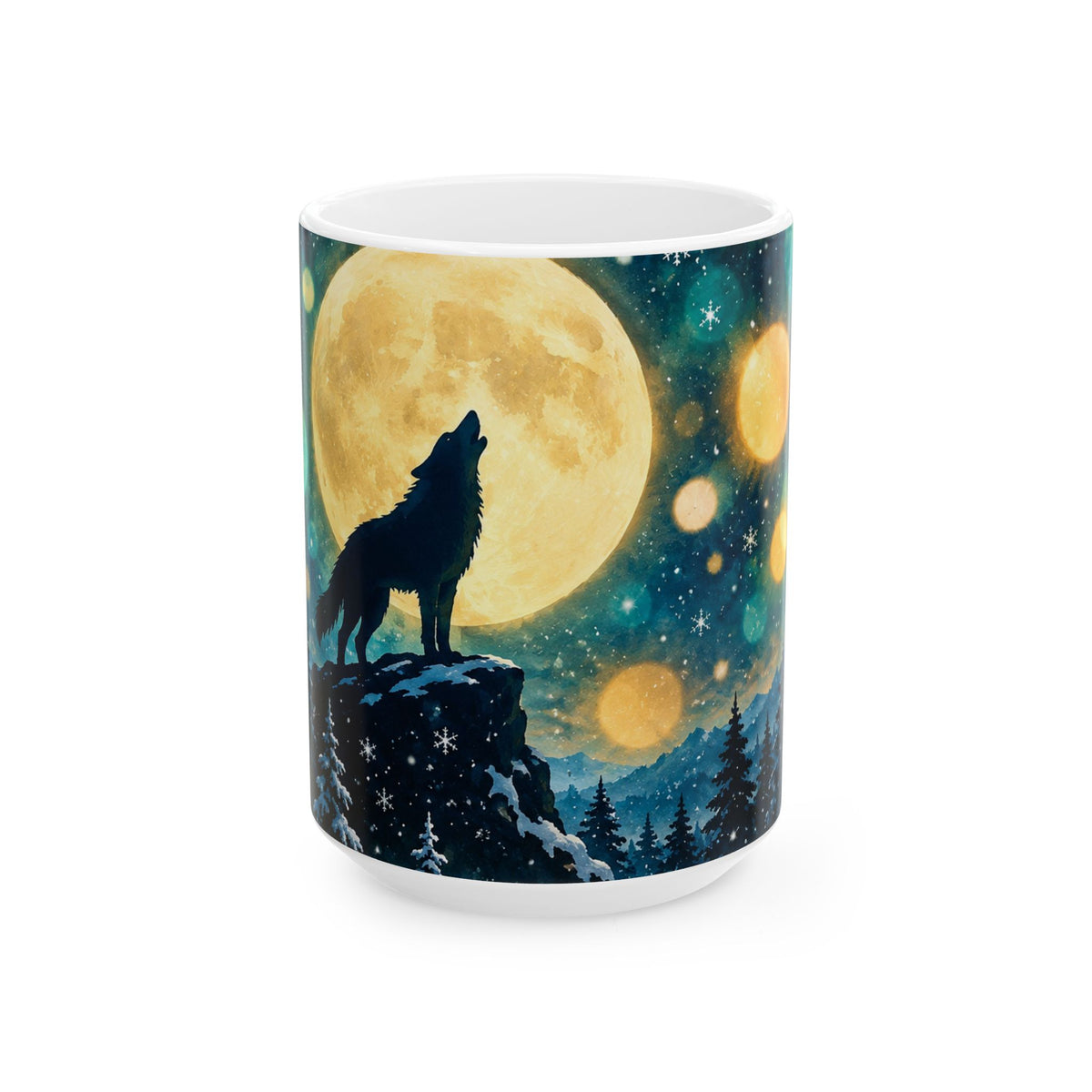 Howling Wolf Moonlit Night Ceramic Mug