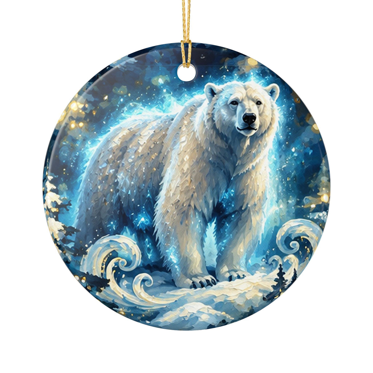 Polar Bear Winter Wonderland Ceramic Ornament