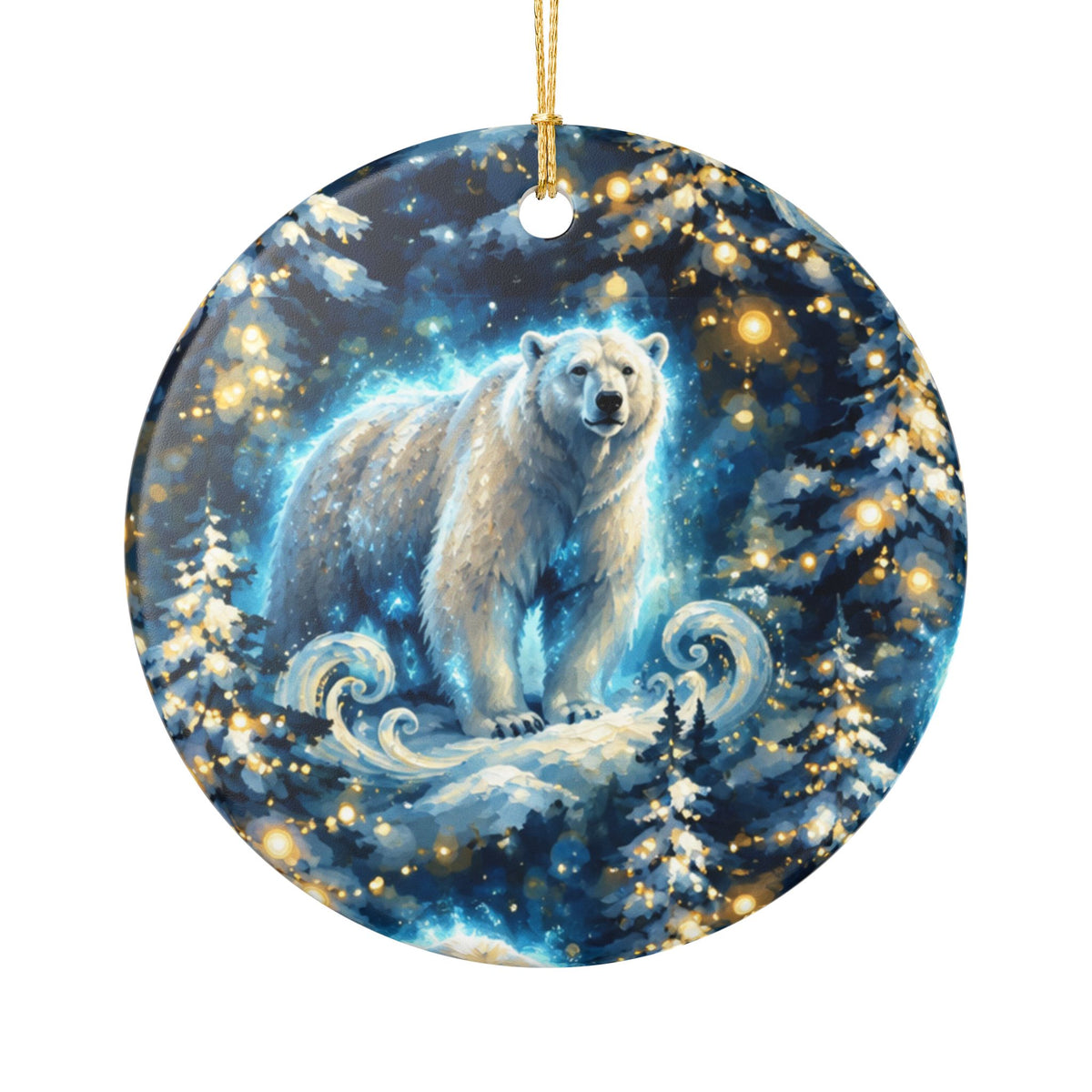 Polar Bear Ceramic Ornament — Winter Snowforest Holiday Decoration