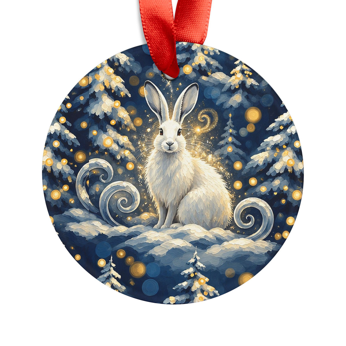 Winter Wonderland White Rabbit Christmas Acrylic Ornament