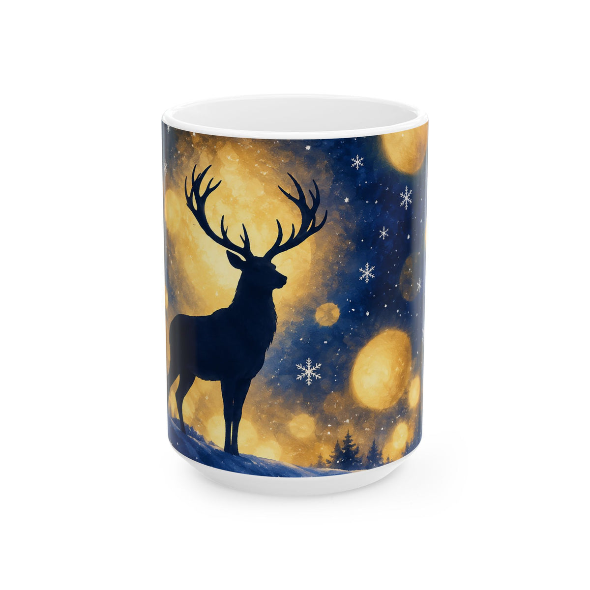 Mystical Deer Under the Moonlight Ceramic Mug