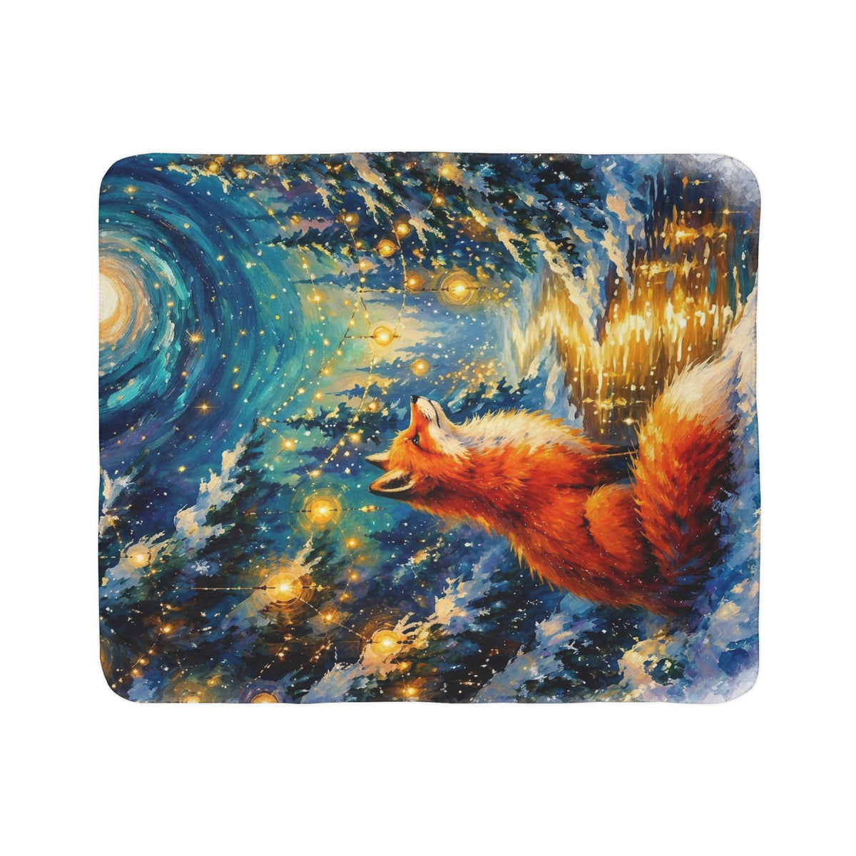 Enchanted Winter Fox Fleece Sherpa Blanket