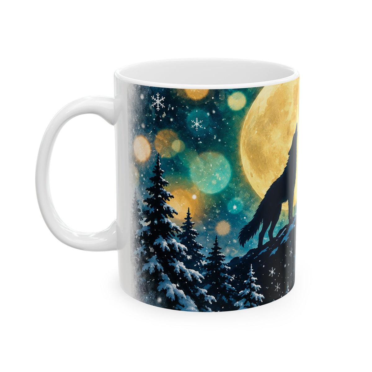 Howling Wolf Moonlit Night Ceramic Mug