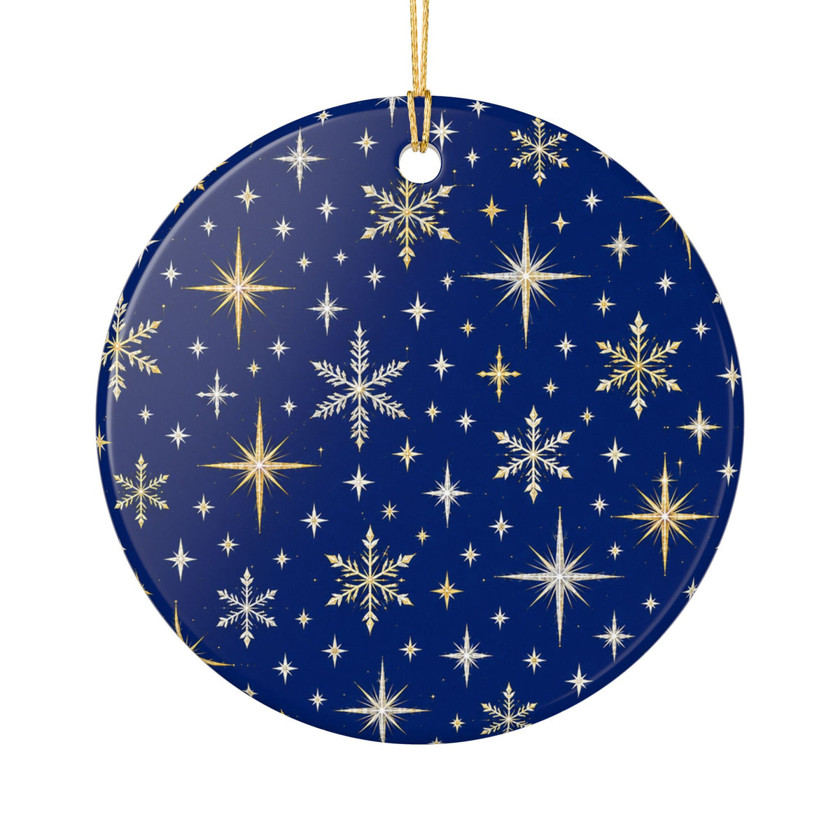 Ceramic Christmas Ornament with Snowflakes and Stars