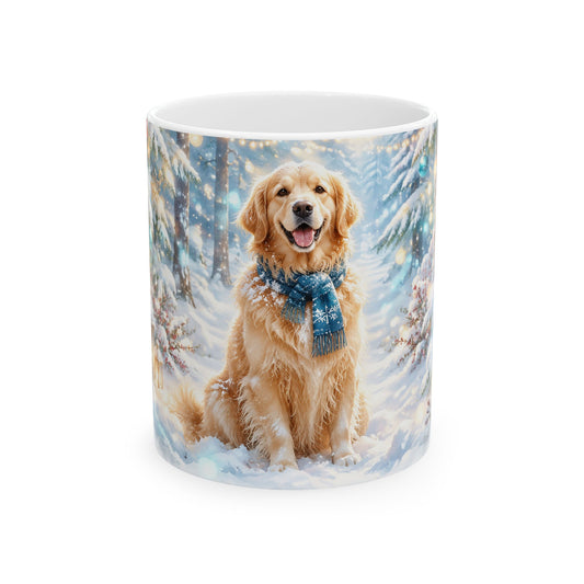 Winter Golden Retriever Ceramic Mug