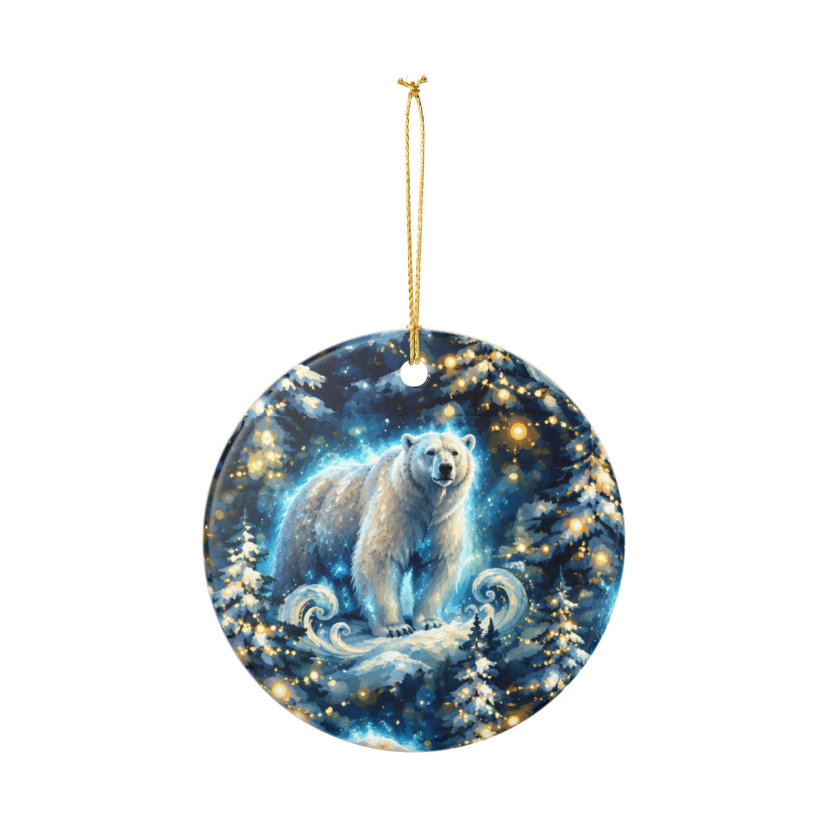Polar Bear Ceramic Ornament — Winter Snowforest Holiday Decoration