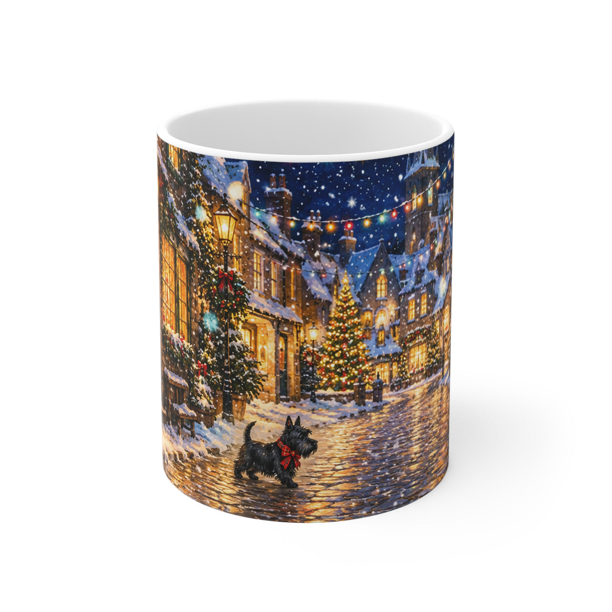 Christmas Village Ceramic Mug — Cozy Snowy Street Holiday Design (11oz)