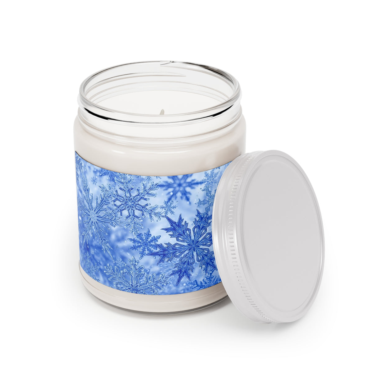 Blue Snowflake Soy Candle – Winter Holiday Home Décor