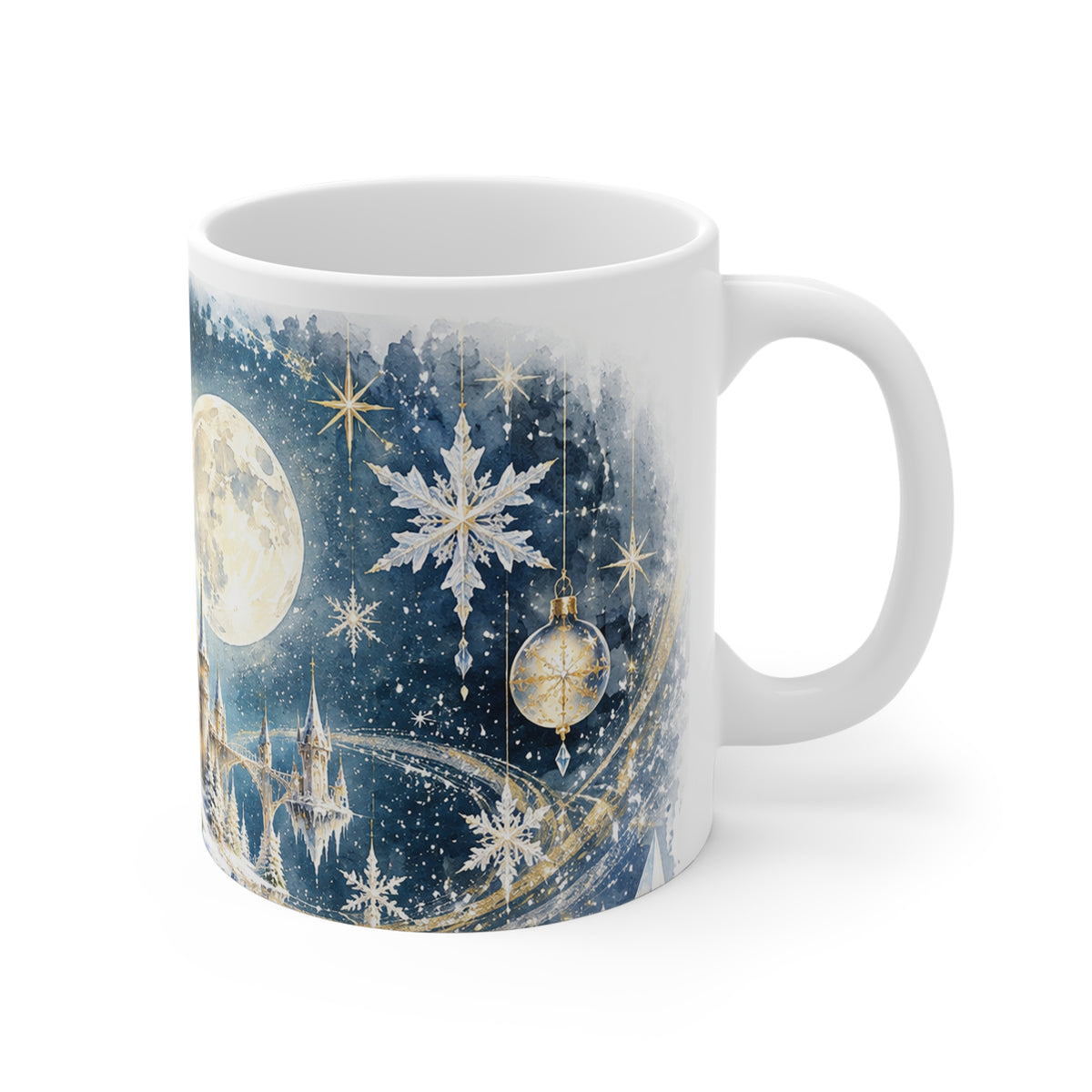 Winter Castle 11oz Mug — Snowflake Night Holiday Coffee Cup