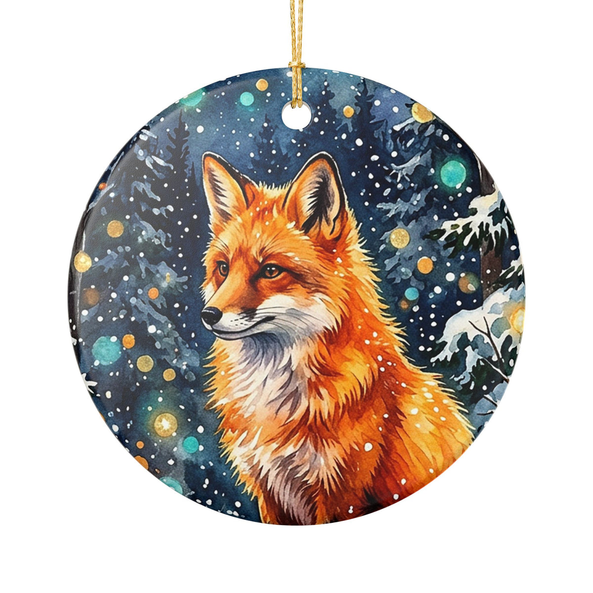 Winter Fox Ceramic Christmas Ornament