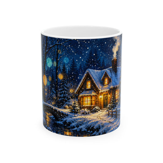 Cozy Winter Cabin Ceramic Mug
