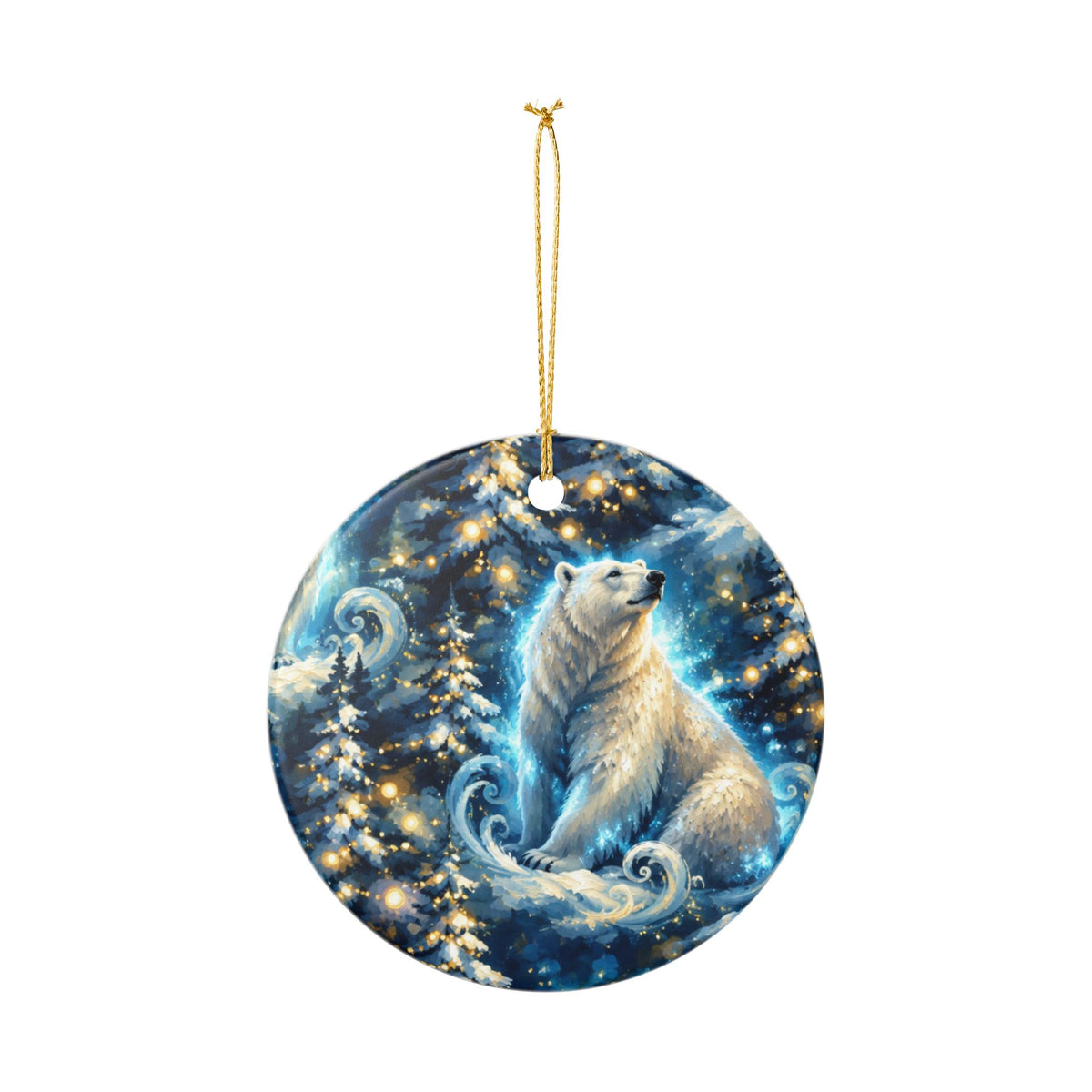 Polar Bear Winter Ceramic Ornament — Magical Forest Holiday Decoration