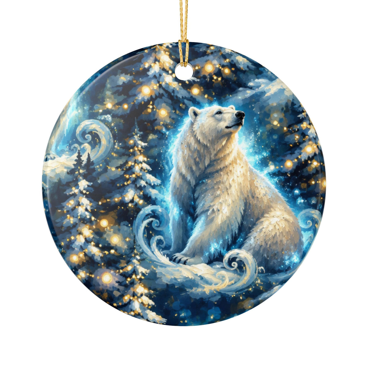 Polar Bear Winter Ceramic Ornament — Magical Forest Holiday Decoration