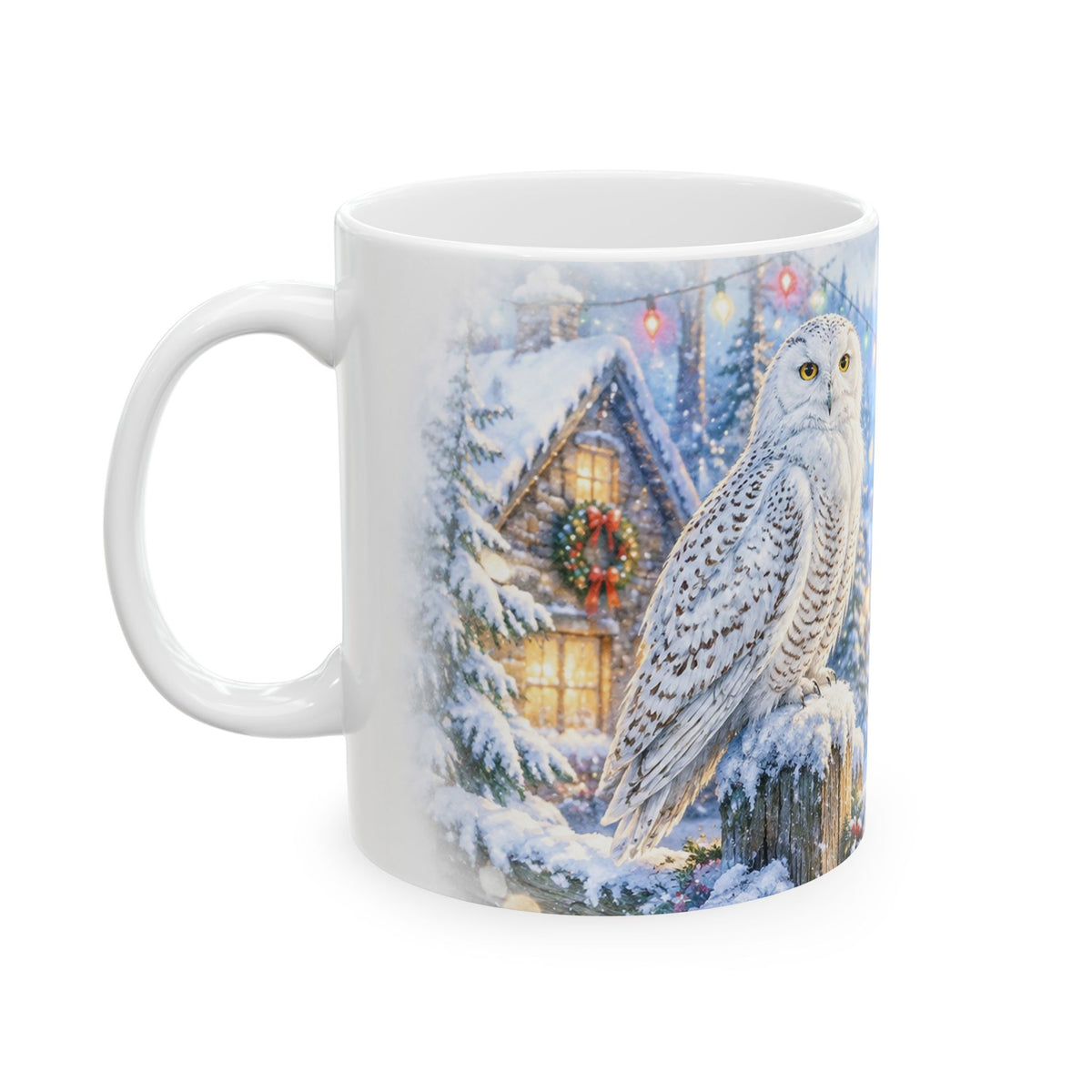 Winter Owl Christmas Mug – Snowy Woodland Holiday Coffee Cup