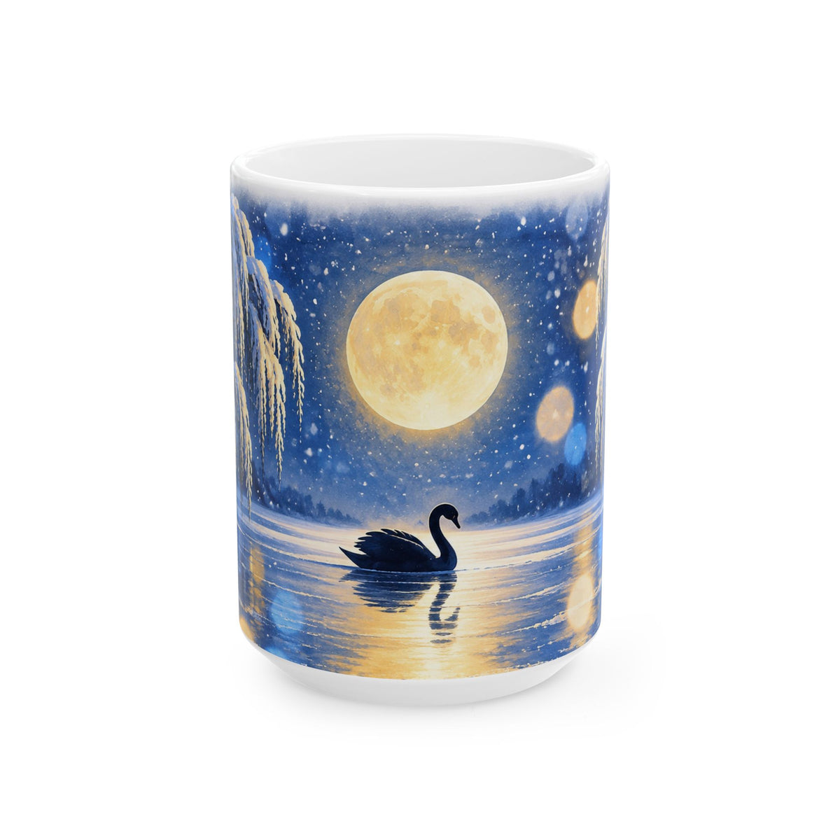 Moonlit Swan Ceramic Mug
