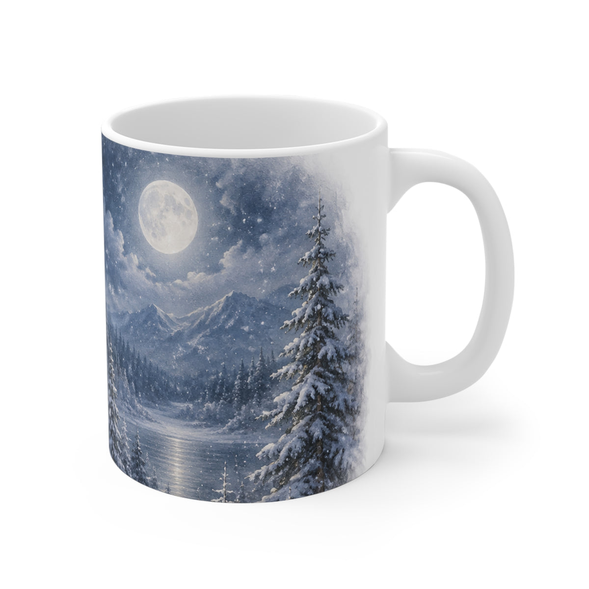 Winter Deer Mug — Moonlit Forest Christmas Coffee Cup