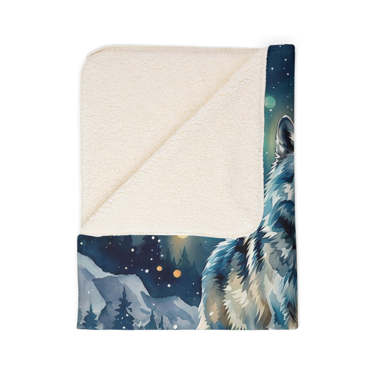Winter Wolf Fleece Sherpa Blanket