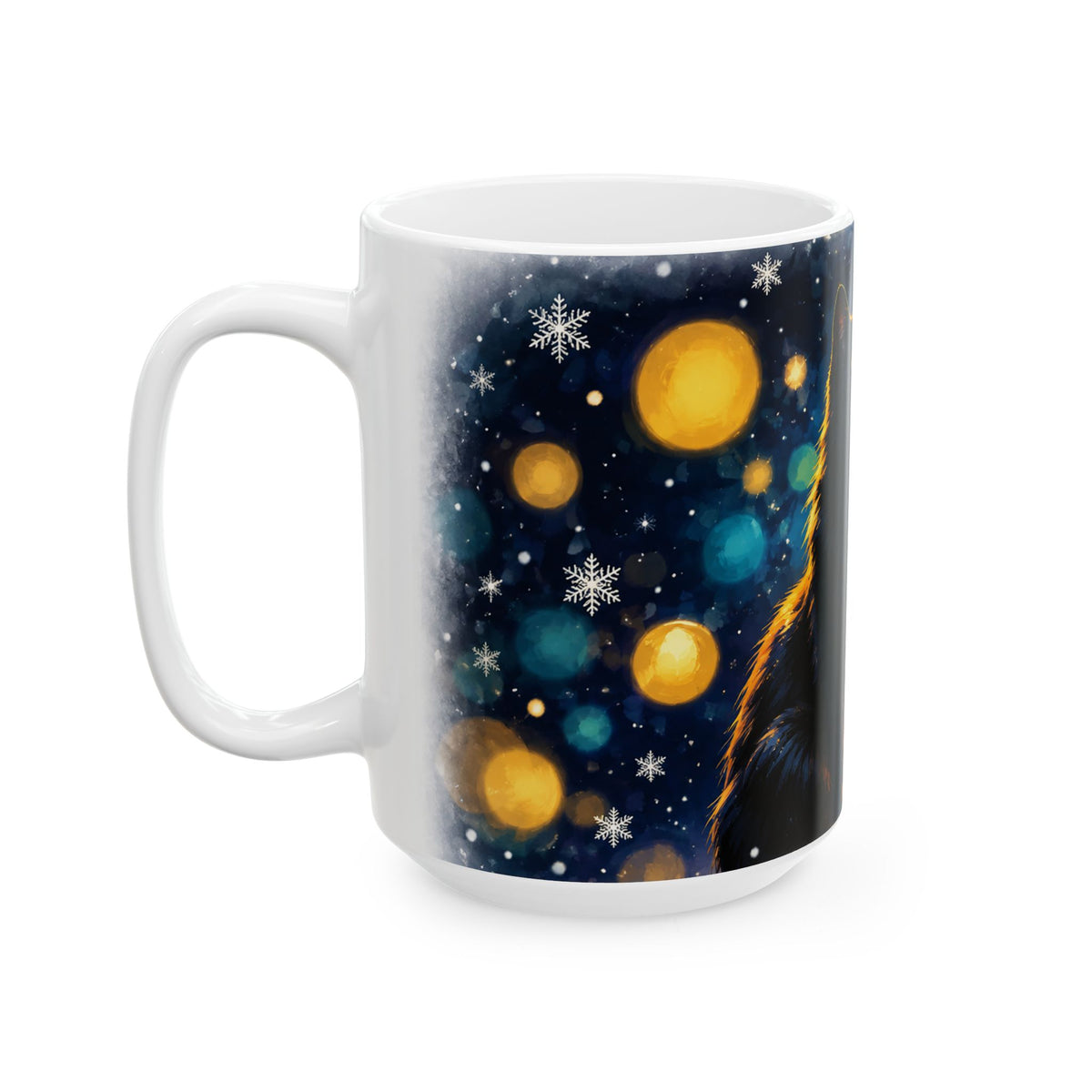 Black Cat Christmas Tree Ceramic Mug
