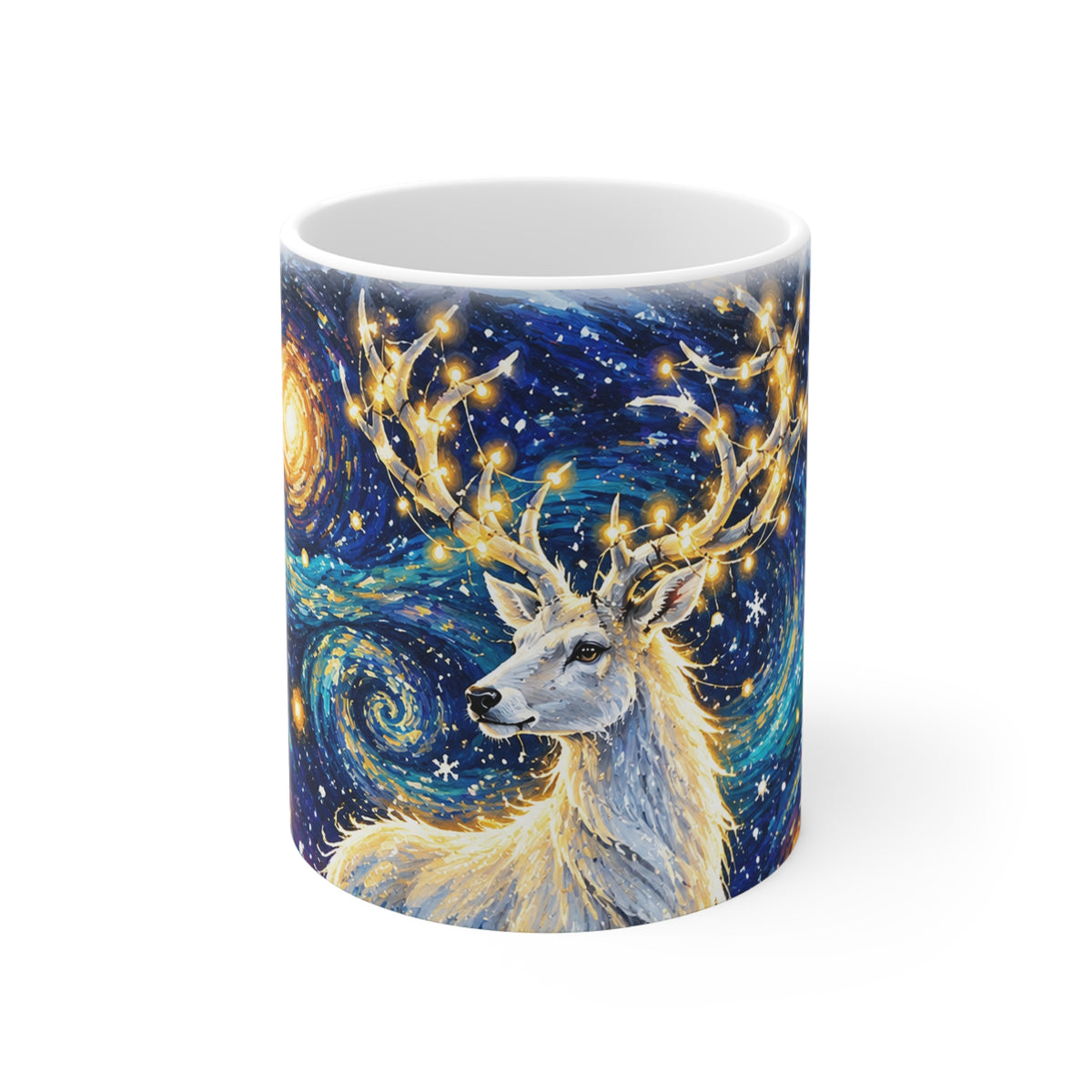 Starry Stag Mug — 11oz Fantasy Reindeer Coffee Cup