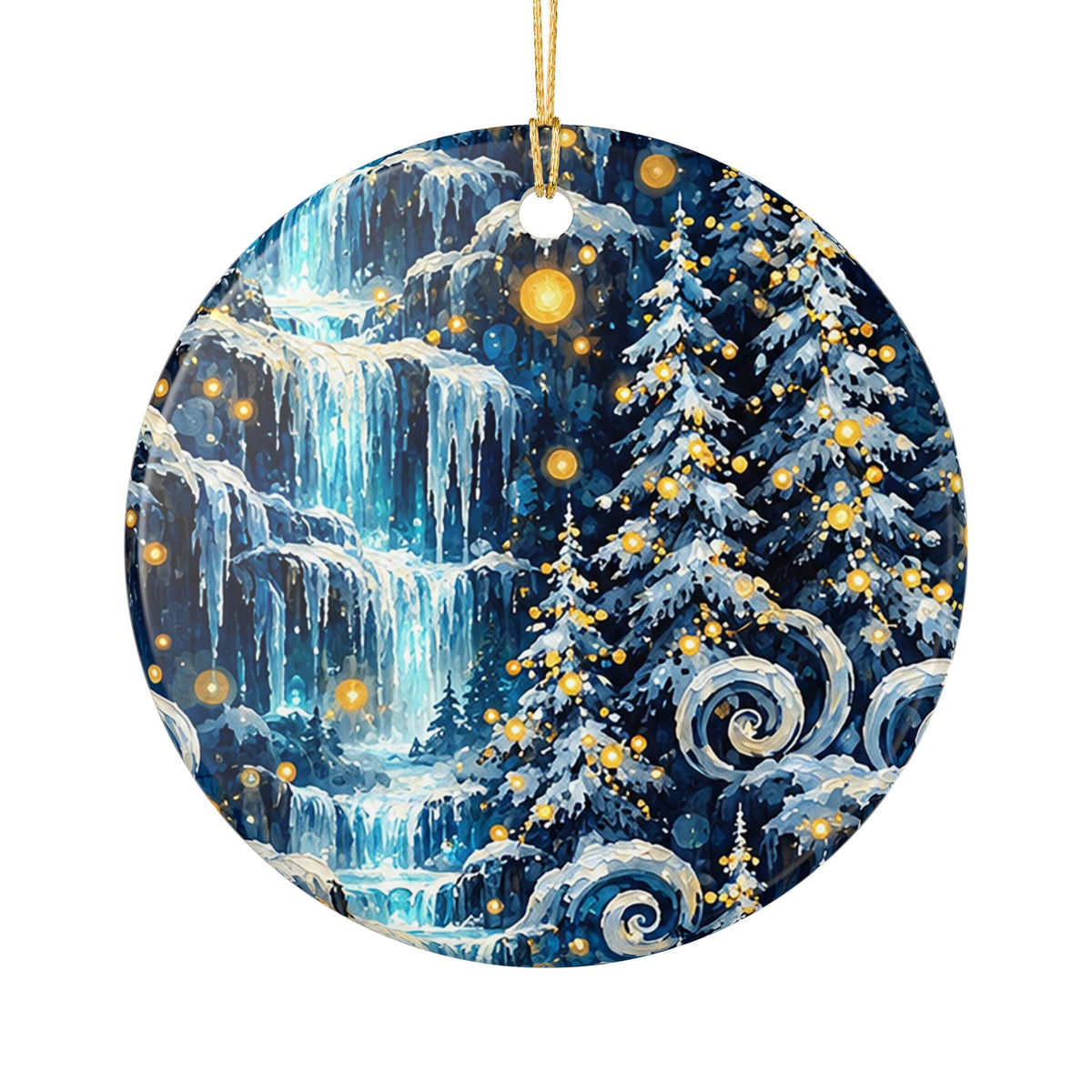 Winter Wonderland Waterfall Ceramic Ornament