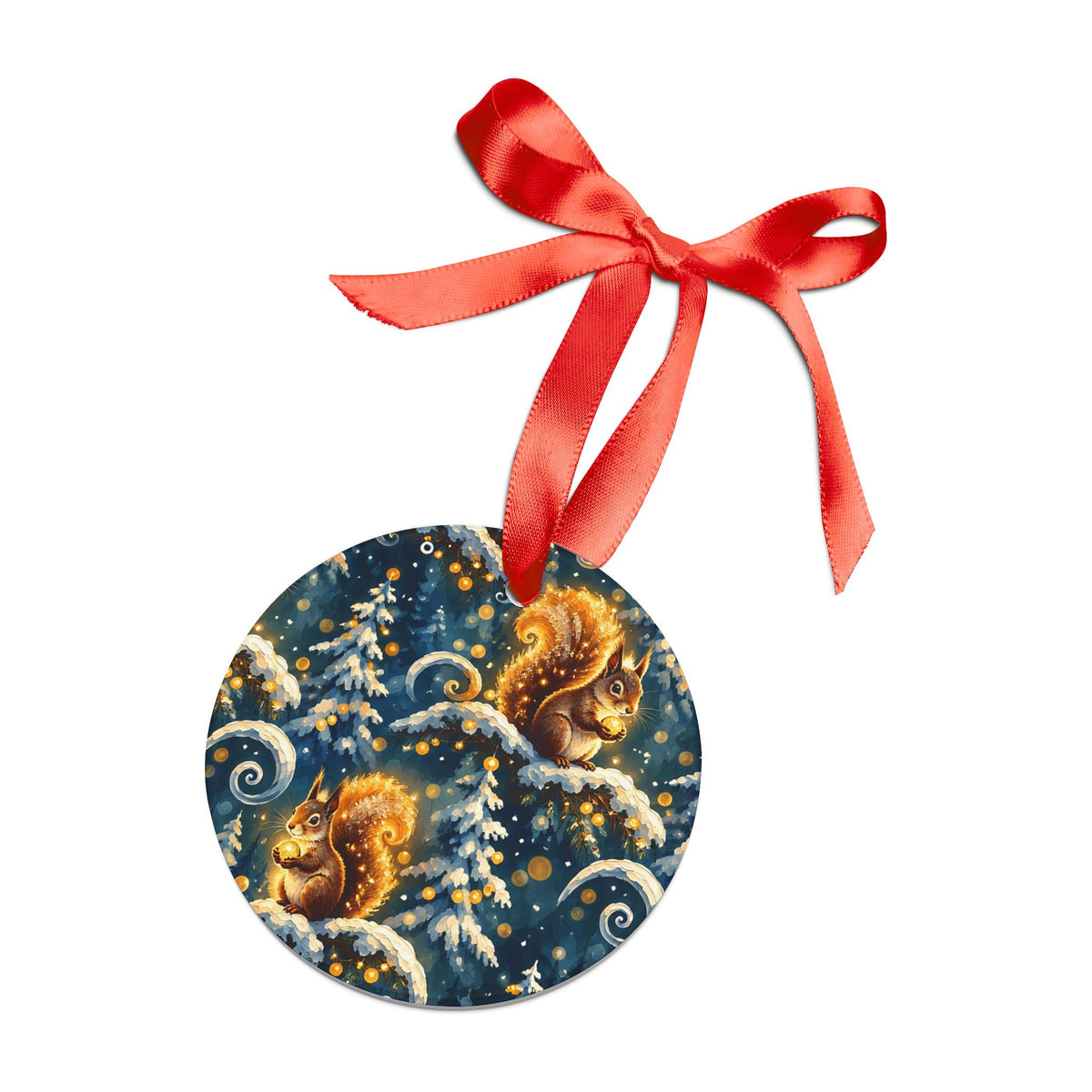 Whimsical Squirrels in Snow Christmas Acrylic Ornament