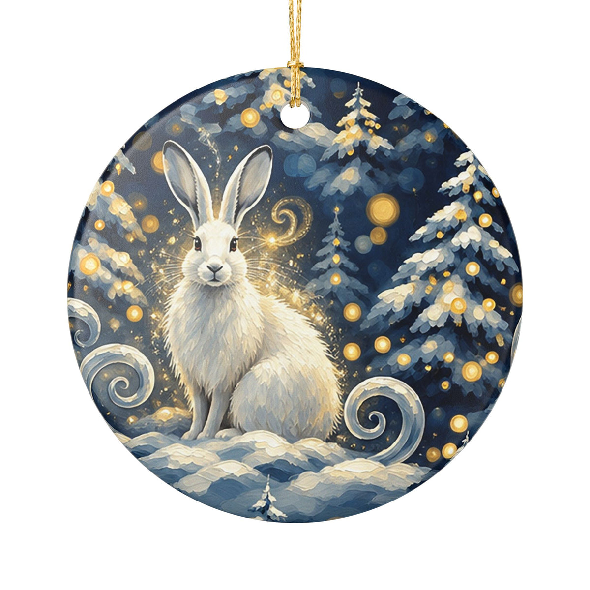 Ceramic Ornament – Whimsical Winter Bunny Christmas Tree Decoration