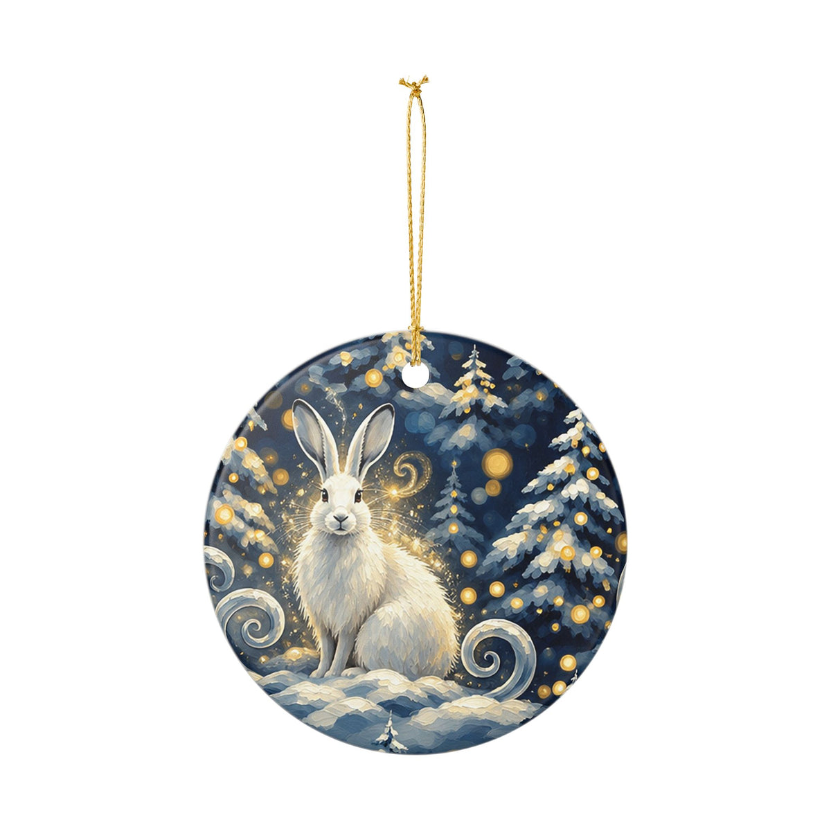 Ceramic Ornament – Whimsical Winter Bunny Christmas Tree Decoration