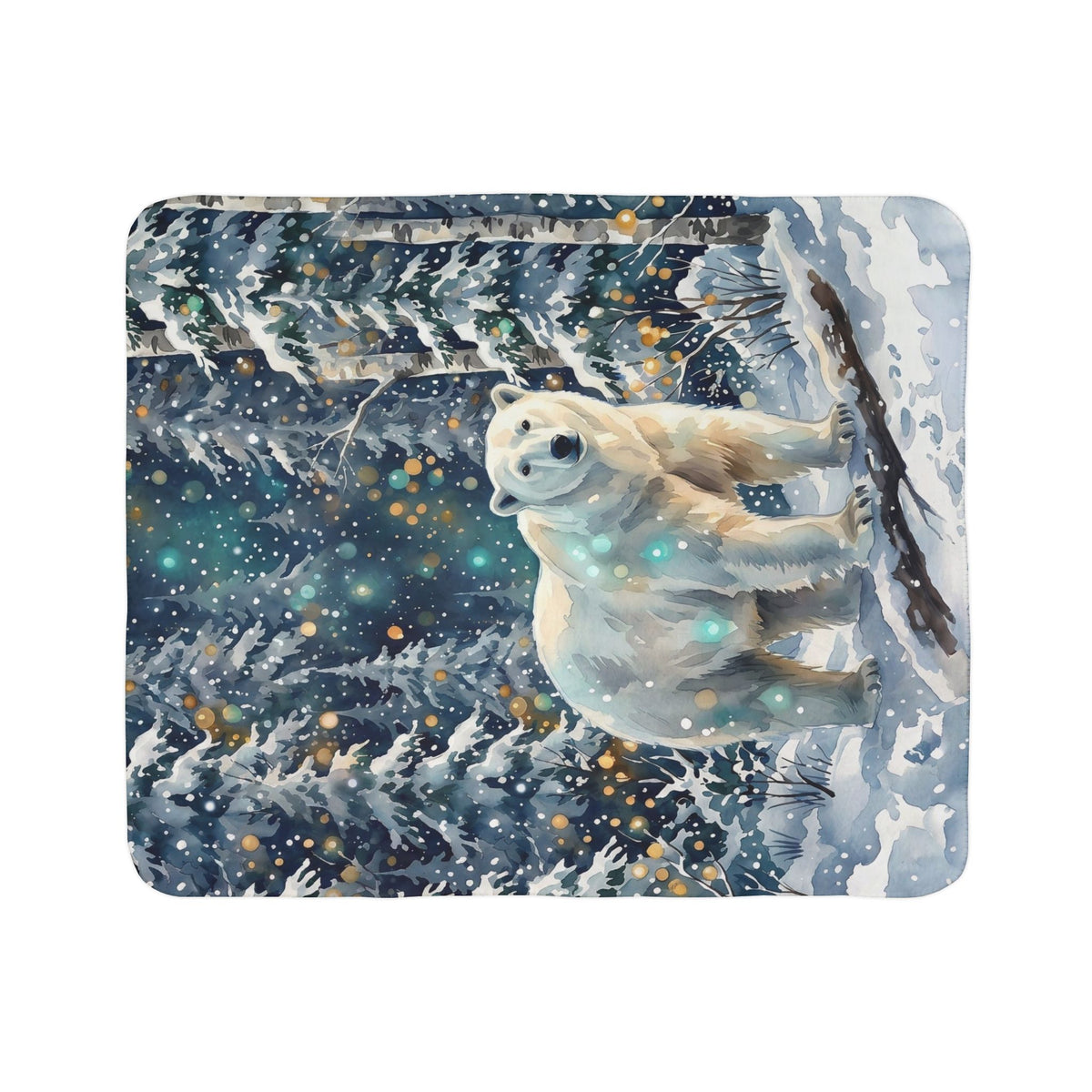 Polar Bear Winter Wonderland Fleece Sherpa Blanket