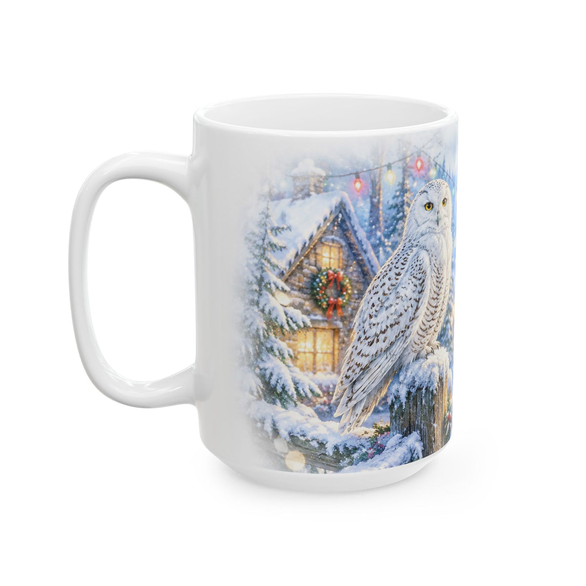 Winter Owl Christmas Mug – Snowy Woodland Holiday Coffee Cup