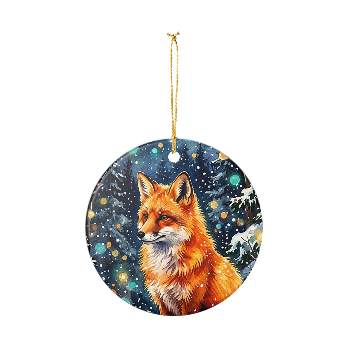 Winter Fox Ceramic Christmas Ornament