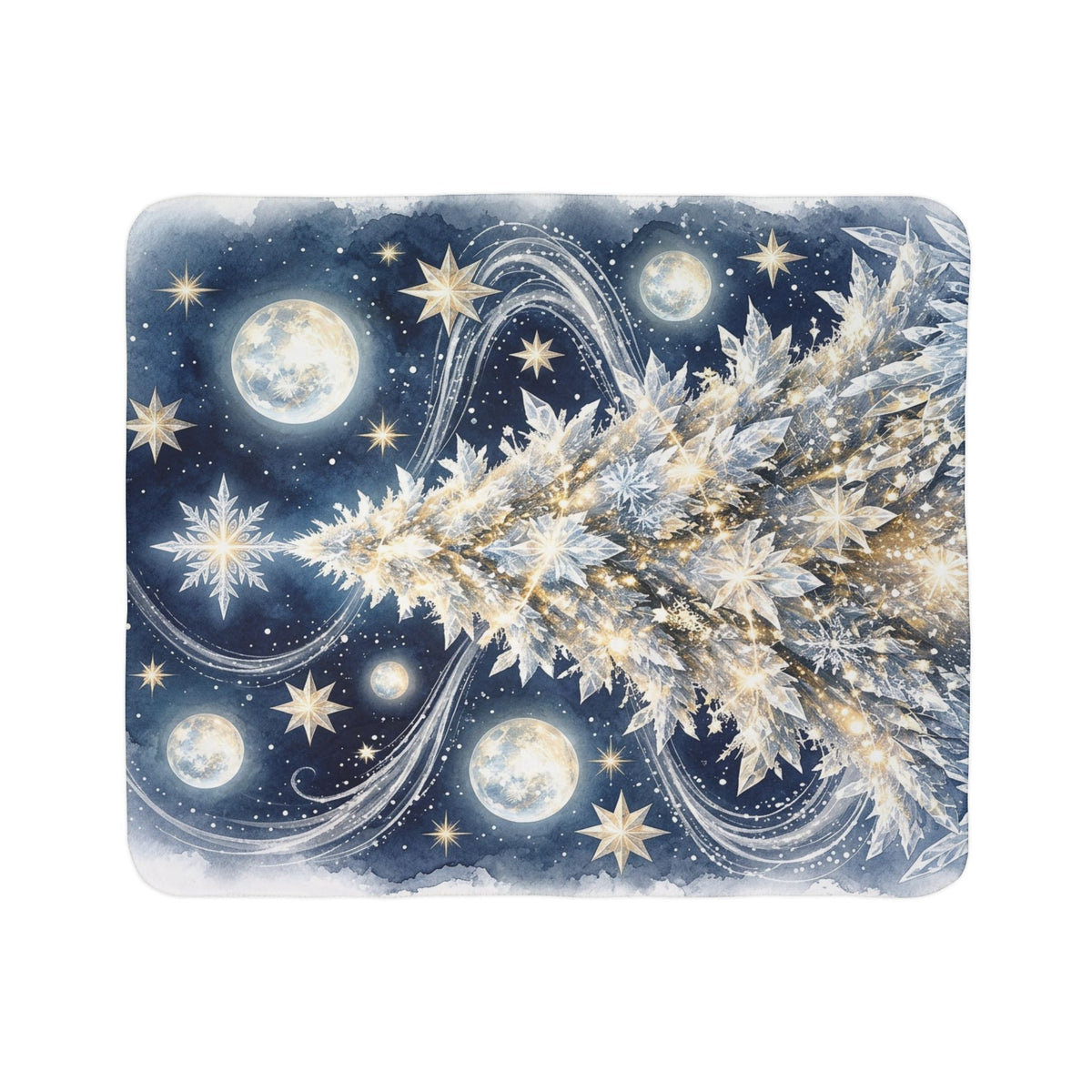 Celestial Christmas Tree Fleece Sherpa Blanket