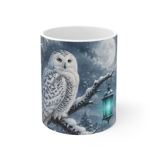Snowy Owl Mug — Winter Night Ceramic Coffee Cup