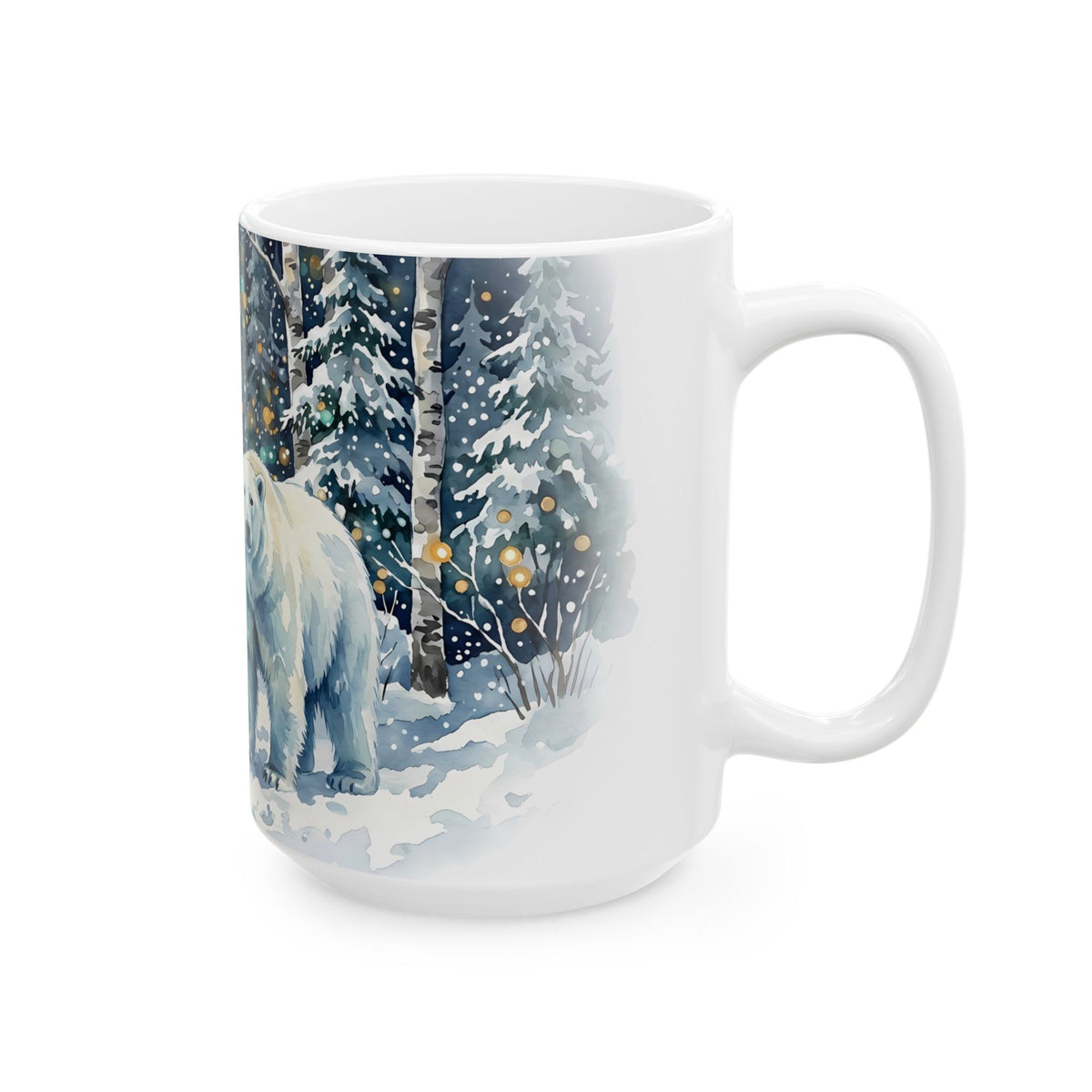 Winter Wildlife Deer and Polar Bear Ceramic Mug