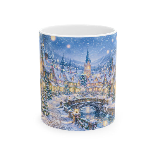 Whimsical Winter Village Snowy Christmas Ceramic Mug